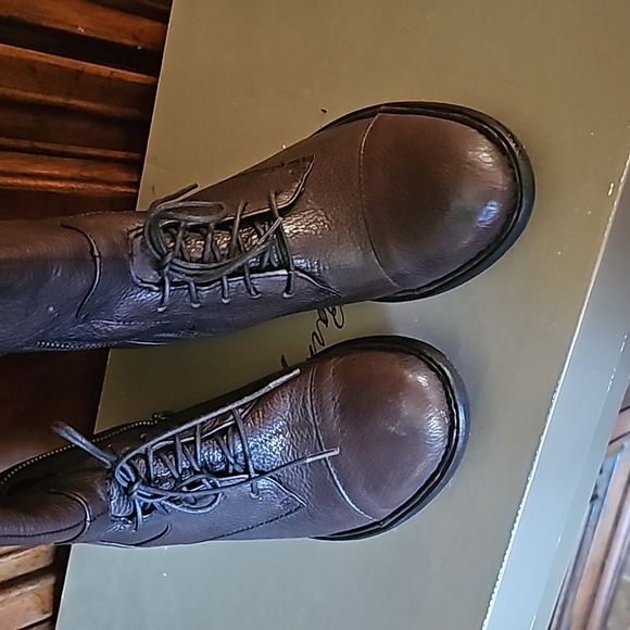 BORN CROWN "Gilmore" Brown/black Lace-up Leather Tie Boots- 7.5 M NIB! - Picture 2 of 5